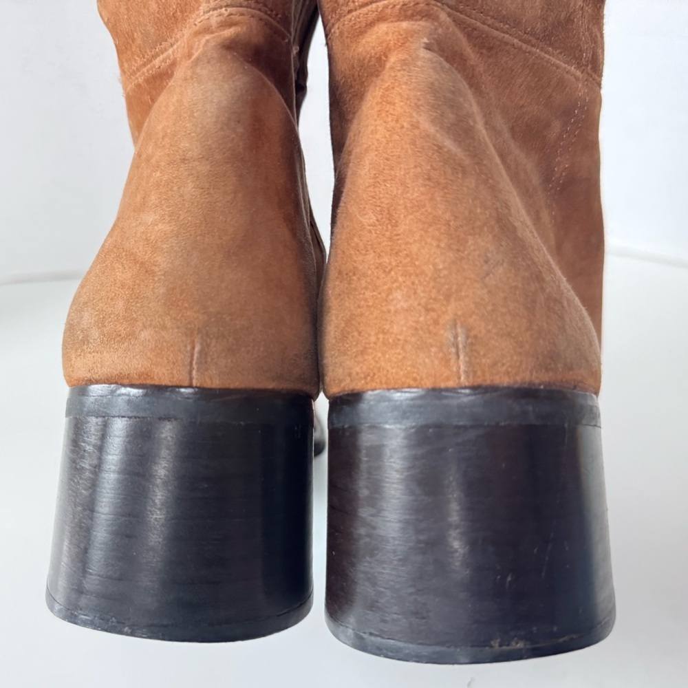 COACH New York Tan Suede Block Heel Square Toe Boots Women’s Size 8.5 - Picture 8 of 12